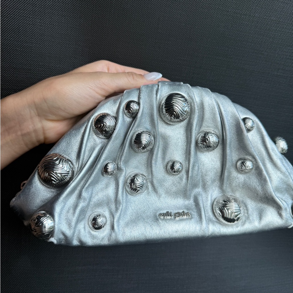 Cult Gaia silver clutch purse